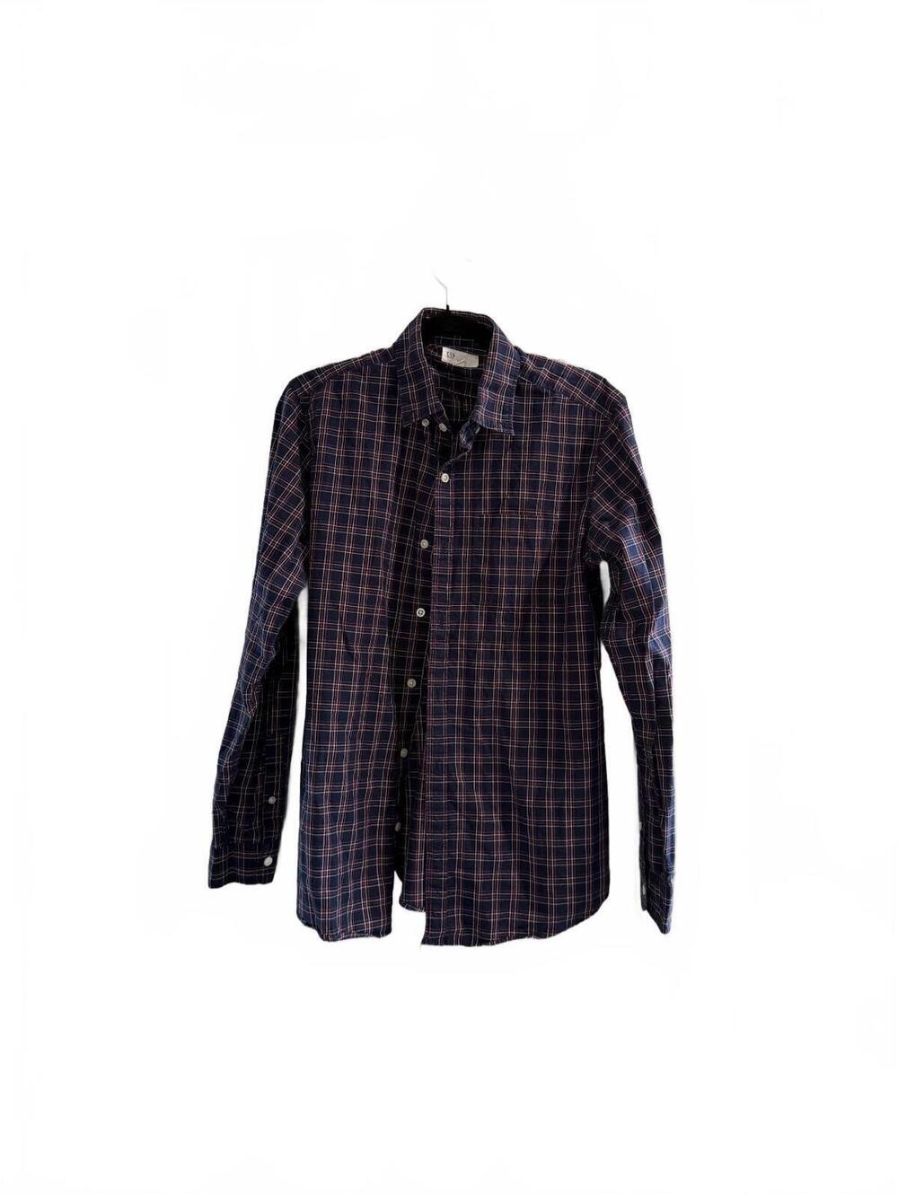 GAP Standard Fit Men’s Plaid Button Down Shirt Navy Red White Medium